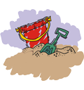 Bucket and Shovel in Sand